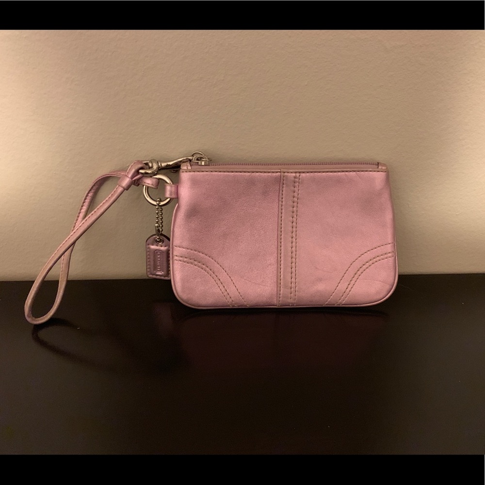 Lilac metallic coach wristlet